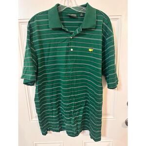 Men’s Masters Golf Polo Green Stripe Prima Cotton Size Large